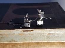 Load image into Gallery viewer, Dice and mice pendant worn on a chain