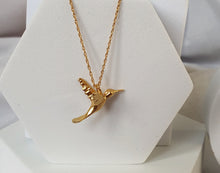 Load image into Gallery viewer, Hummingbird pendant shown in gold vermeil finish